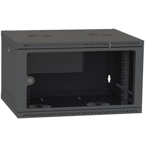 IPCOM 6U 600x450 Шафа телекомунікаційна двері скло (чорна) 99-00017722 фото