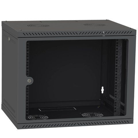 IPCOM 12U 600x450 Шафа телекомунікаційна двері скло (чорна) 99-00017727 фото