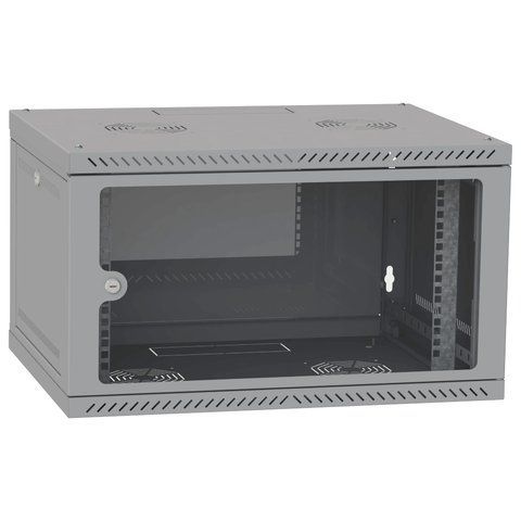 IPCOM 6U 600x600 Шафа телекомунікаційна двері скло (сіра) 99-00021557 фото