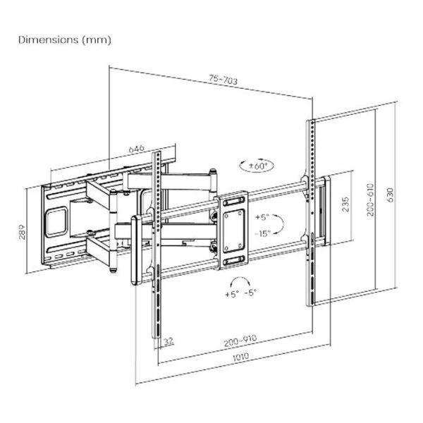 Gembird WM-120ST-01 60-120" 120 кг Кронштейн для телевізора 99-00022258 фото