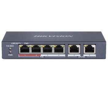 Hikvision DS-3E0106P-E/M POE Комутатор 4 порти некерований 99-00004844 фото